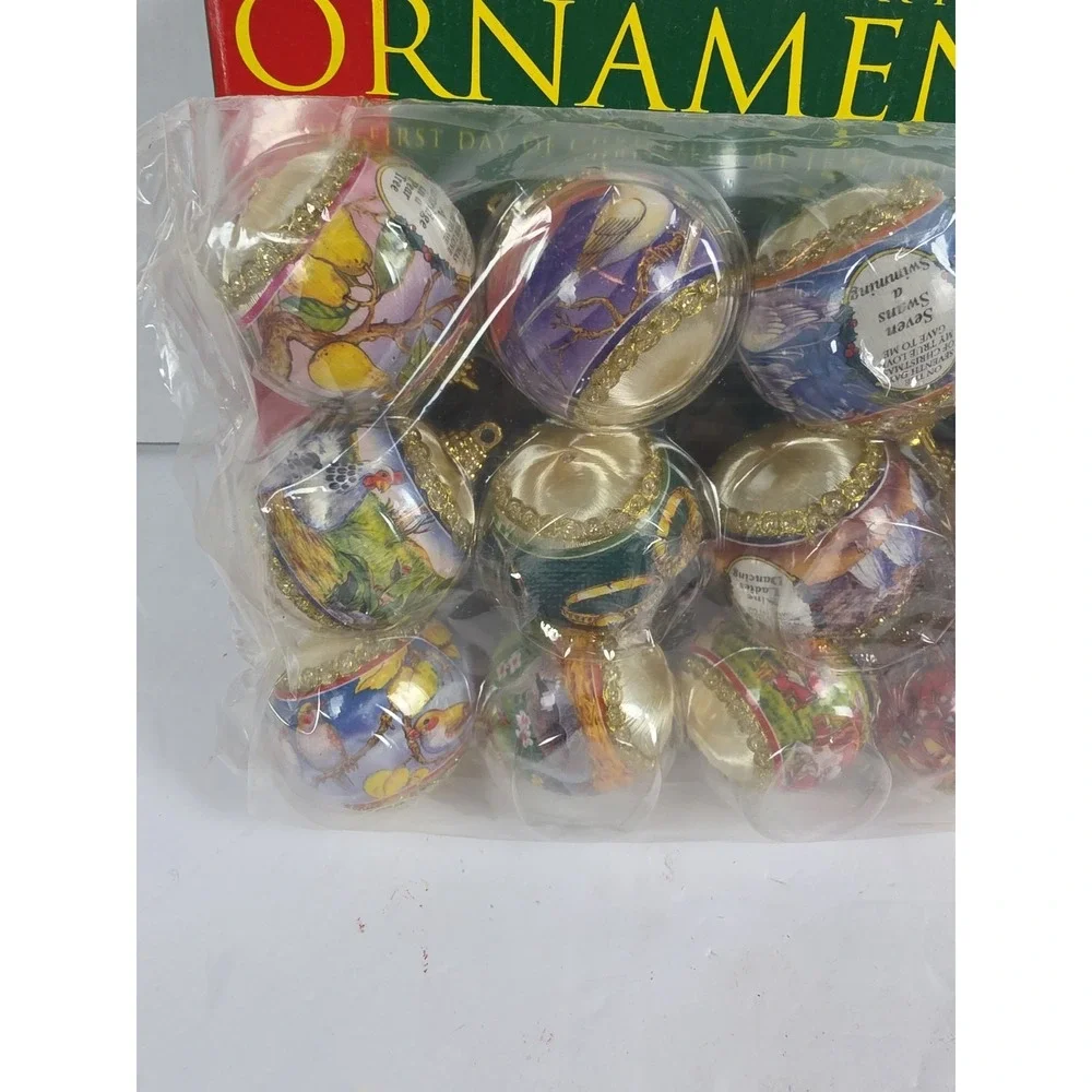 Vintage 12 Days of Christmas Multicolor Ball Ornaments New